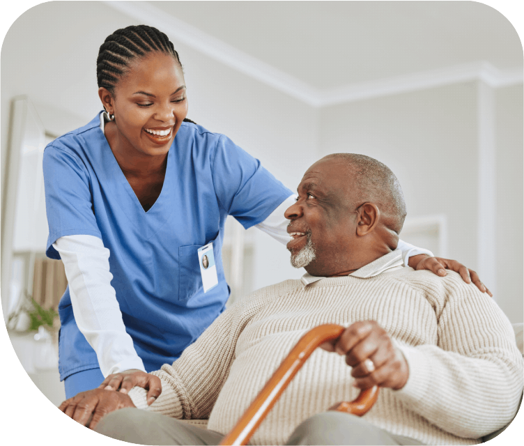 Nurse taking care of elderly patient