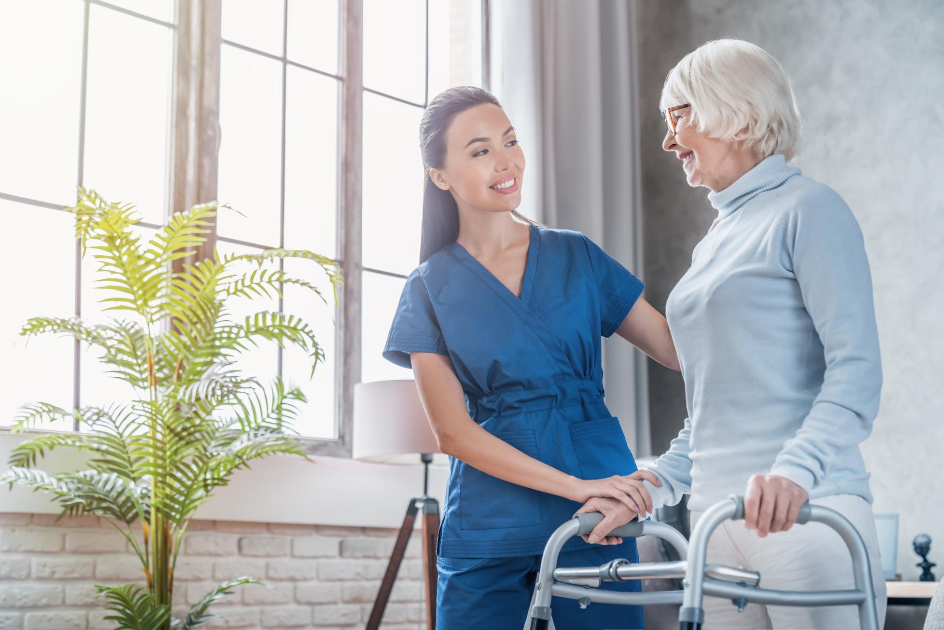 Nurse taking care of elderly patient